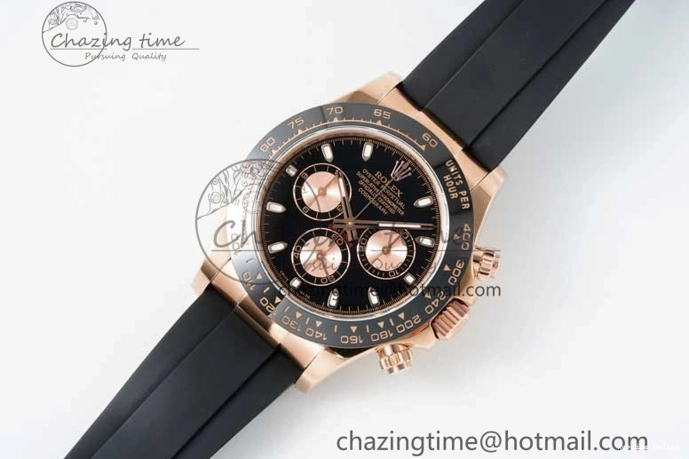 0517 Stretchable Daytona 116515 QF 1:1 Best Edition Black RG Dial on Oysterflex Rubber Strap SA 2273